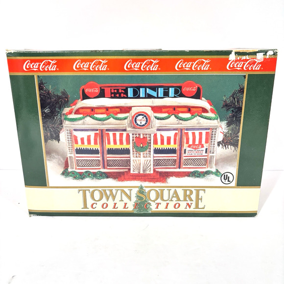 Vintage Coca-Cola Town Square Collection Tick Tock Diner Lighted original Box - Picture 1 of 9